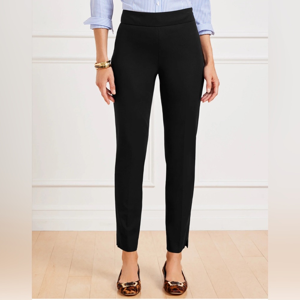 Talbots Classic Wool Blend Black Straight Leg Chatham Pants Size 16